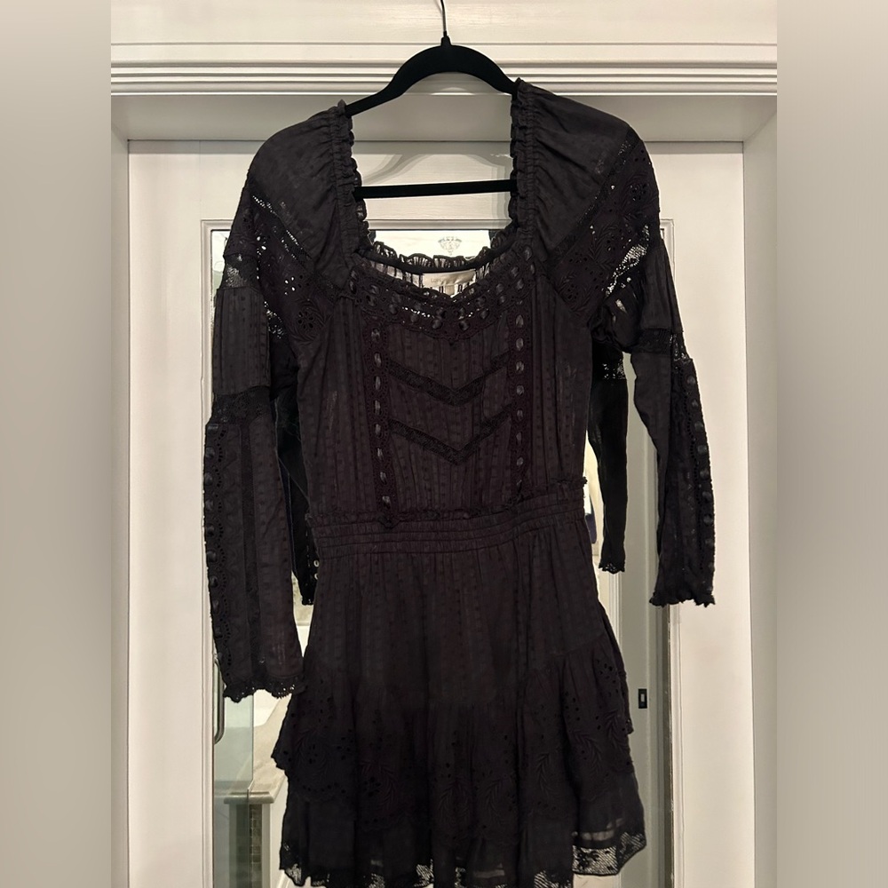 LoveShackFancy Sanaya Cotton Eyelet Lace Mini Dress